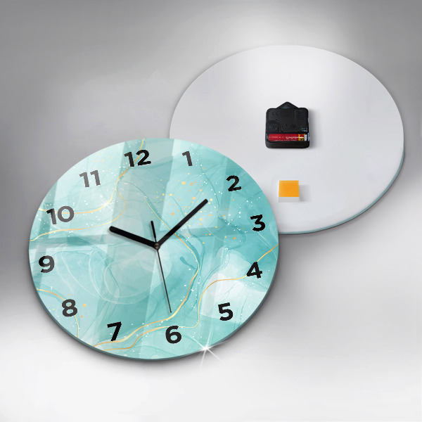 Round glass clock Abstract marble