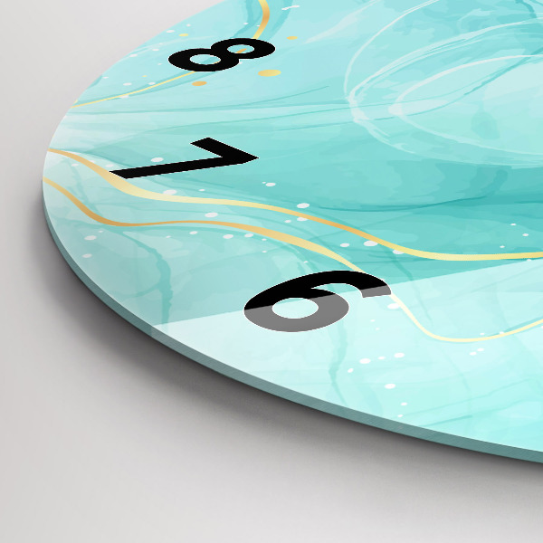 Round glass clock Abstract marble