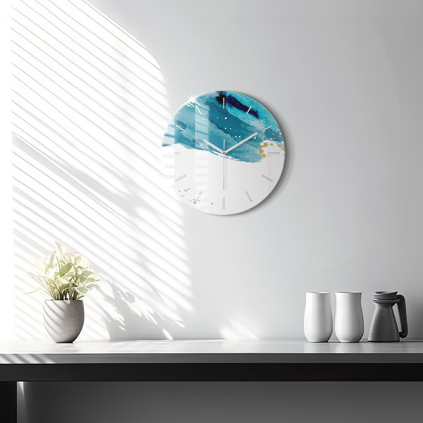 Round glass clock Brush strokes