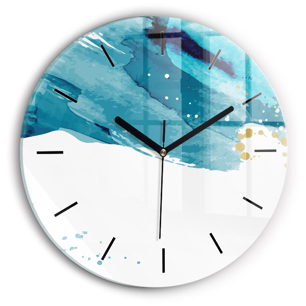 Round glass clock Brush strokes