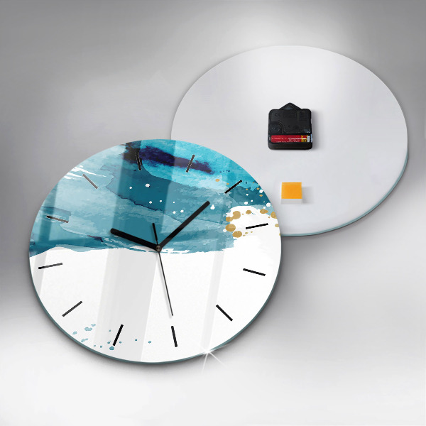 Round glass clock Brush strokes
