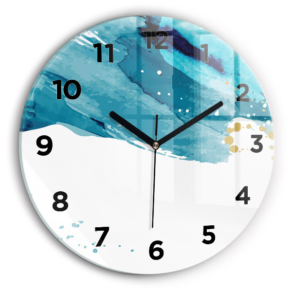 Round glass clock Brush strokes