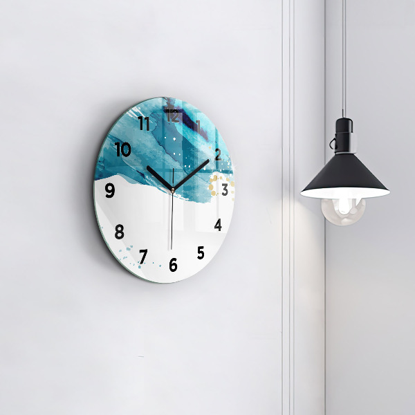 Round glass clock Brush strokes