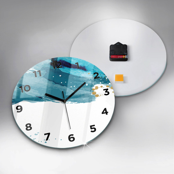 Round glass clock Brush strokes