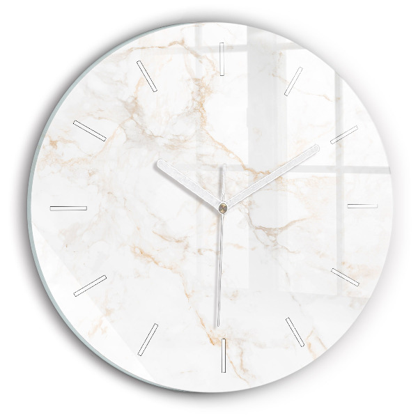 Round glass clock Elegant marble