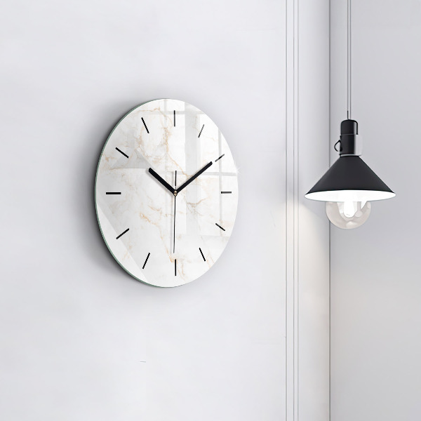 Round glass clock Elegant marble