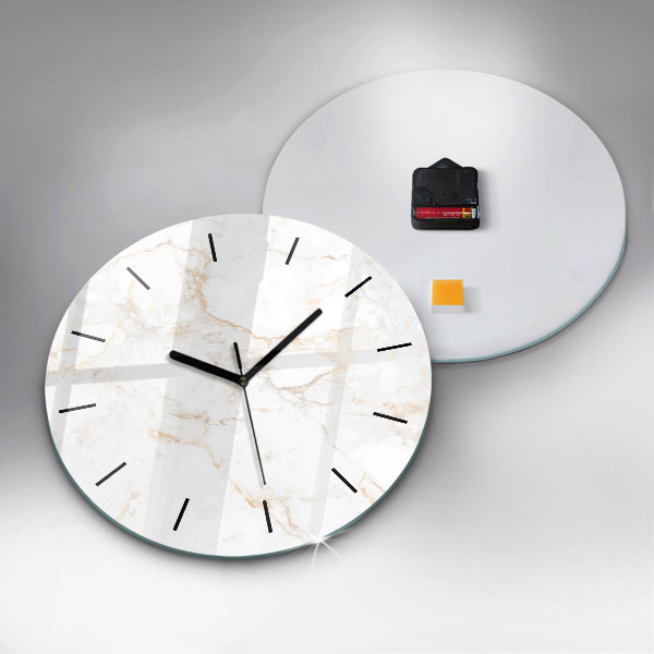 Round glass clock Elegant marble