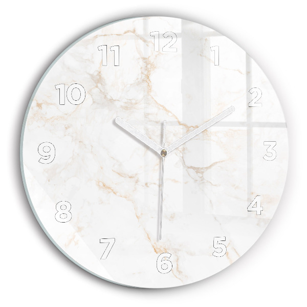Round glass clock Elegant marble