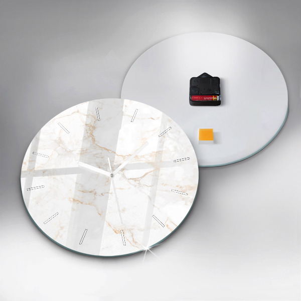 Round glass clock Elegant marble