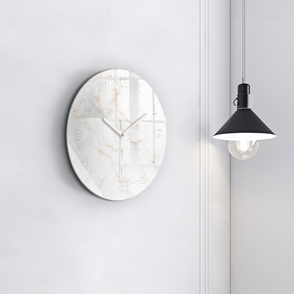 Round glass clock Elegant marble