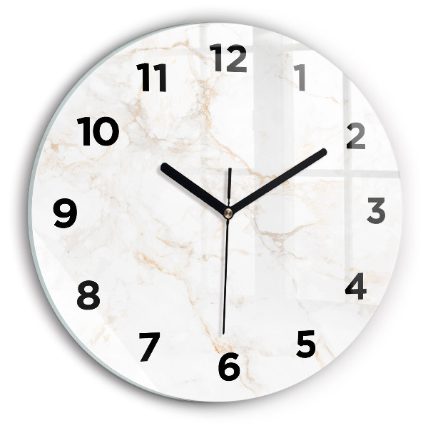 Round glass clock Elegant marble