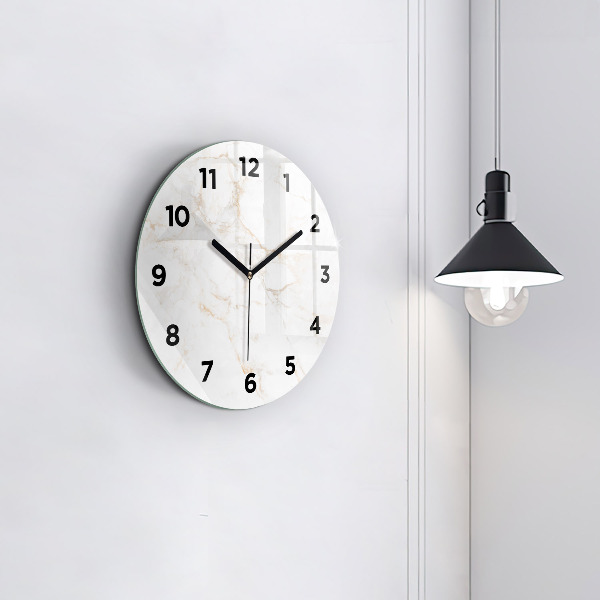 Round glass clock Elegant marble