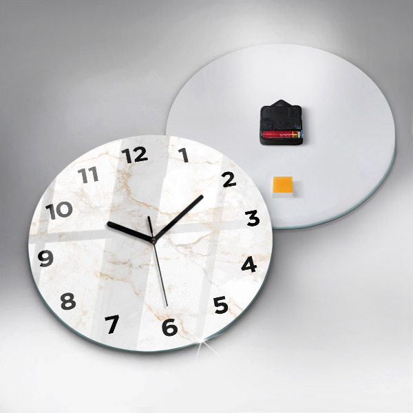 Round glass clock Elegant marble