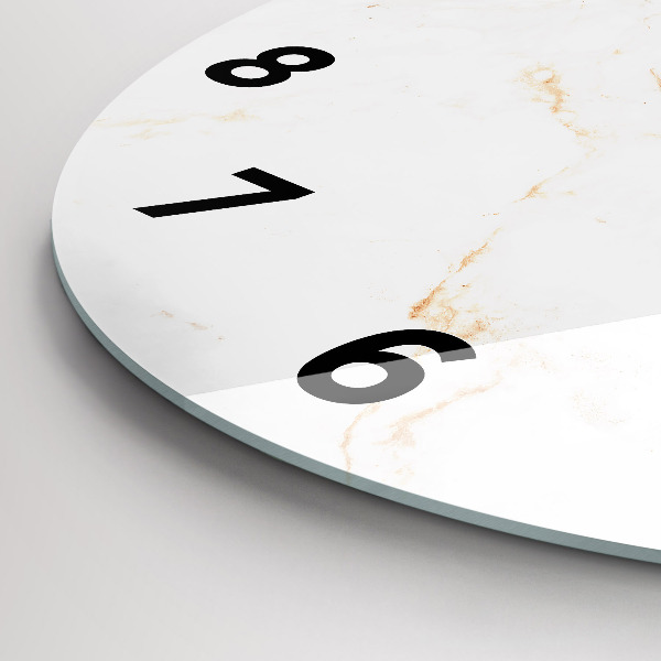 Round glass clock Elegant marble