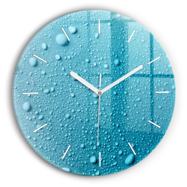 Round glass clock Water drops on glass