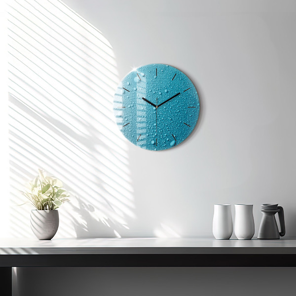 Round glass clock Water drops on glass