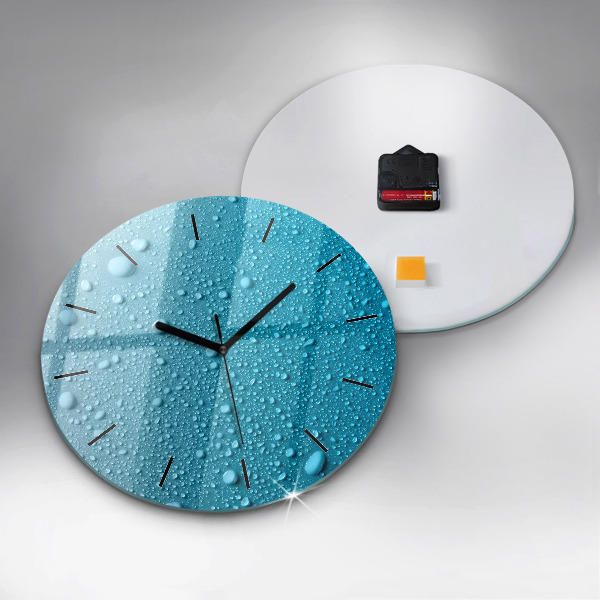 Round glass clock Water drops on glass