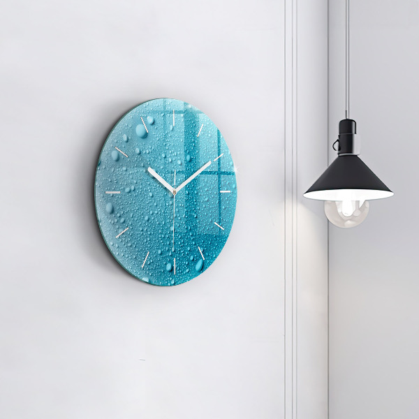 Round glass clock Water drops on glass