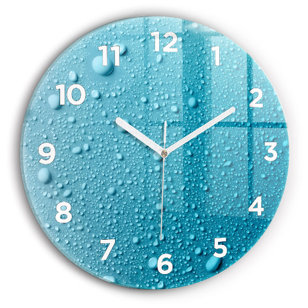 Round glass clock Water drops on glass