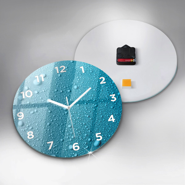 Round glass clock Water drops on glass