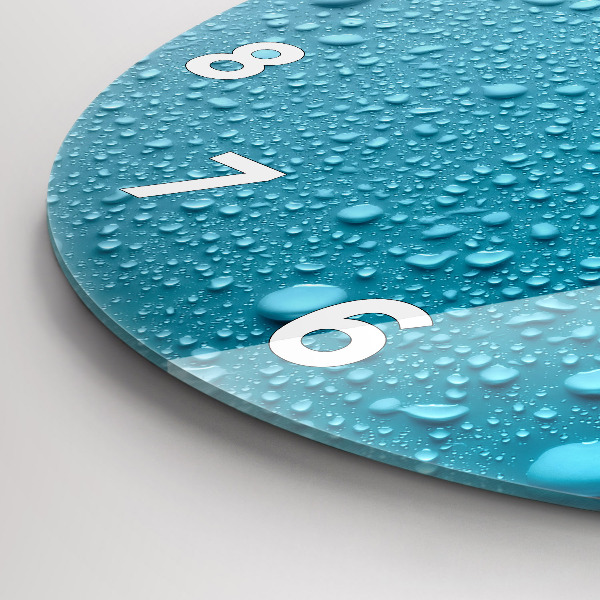 Round glass clock Water drops on glass