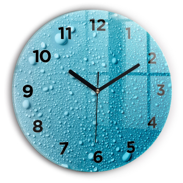 Round glass clock Water drops on glass