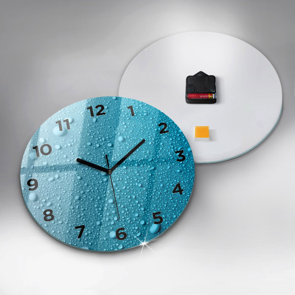 Round glass clock Water drops on glass