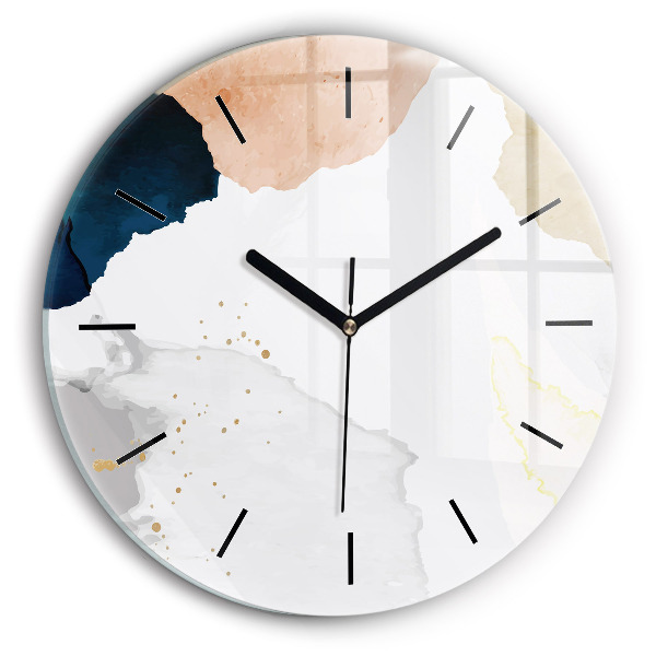 Round glass clock Abstraction spots