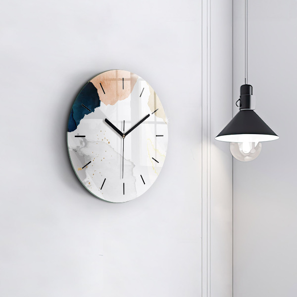 Round glass clock Abstraction spots