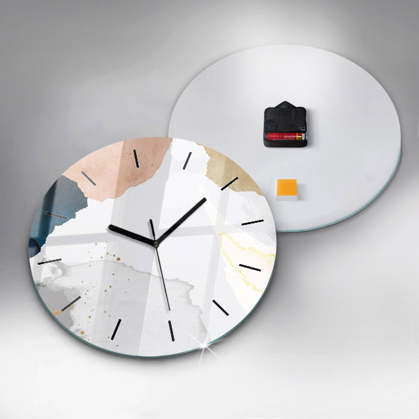 Round glass clock Abstraction spots