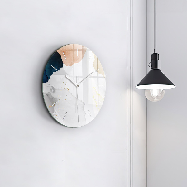 Round glass clock Abstraction spots