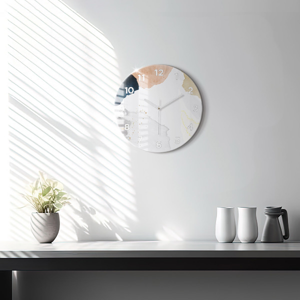 Round glass clock Abstraction spots