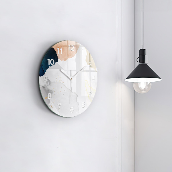 Round glass clock Abstraction spots