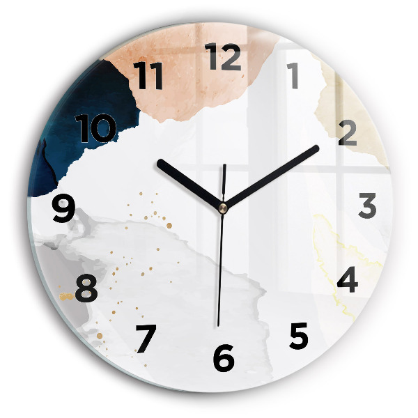 Round glass clock Abstraction spots