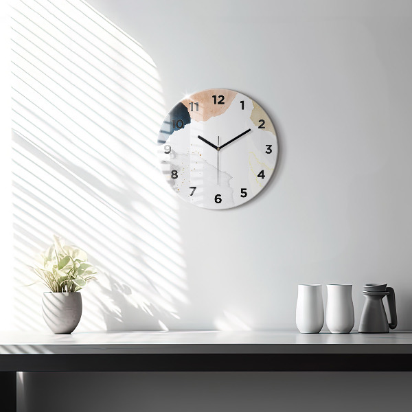 Round glass clock Abstraction spots