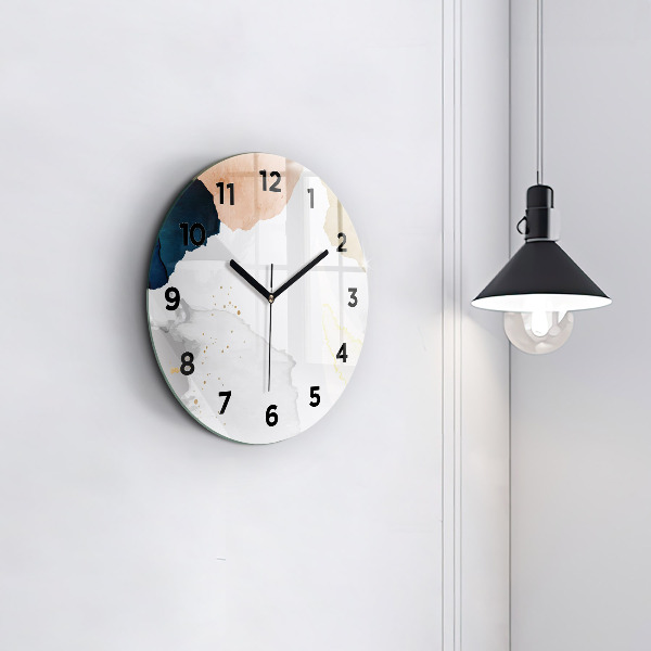 Round glass clock Abstraction spots