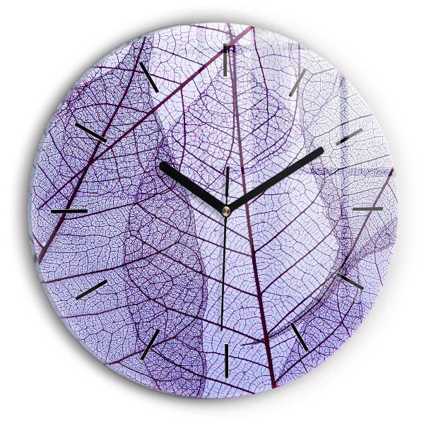 Round glass clock Leaves – nature