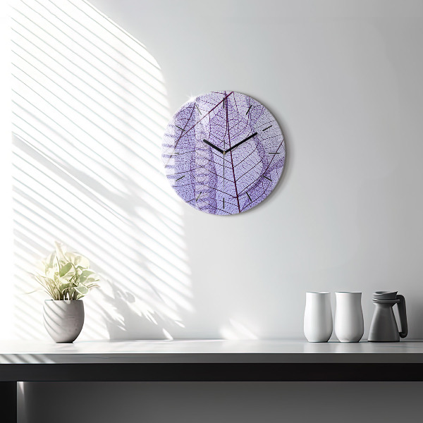Round glass clock Leaves – nature