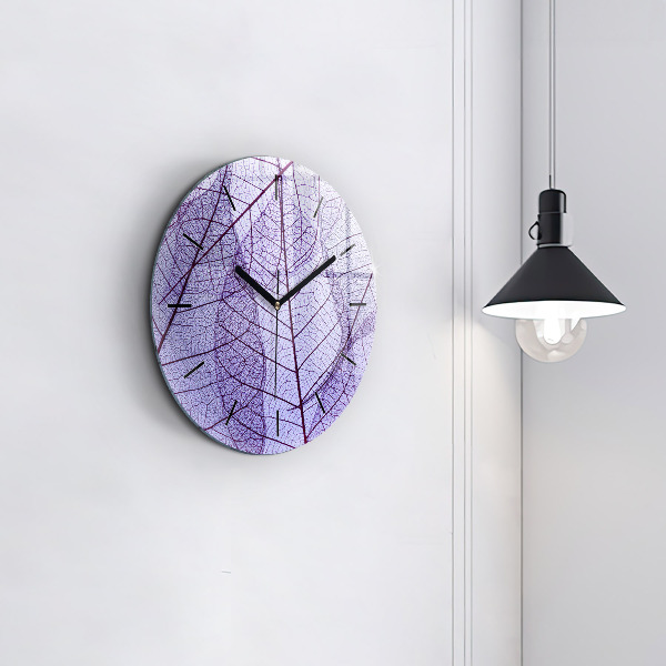 Round glass clock Leaves – nature