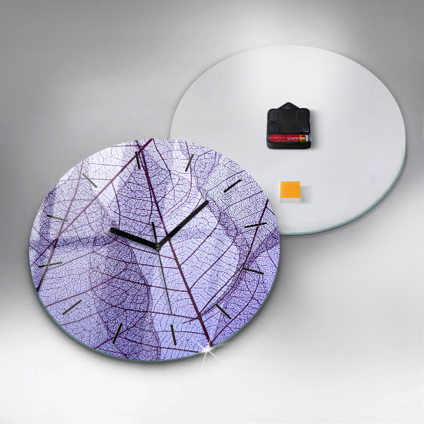 Round glass clock Leaves – nature