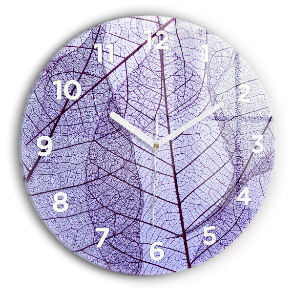 Round glass clock Leaves – nature