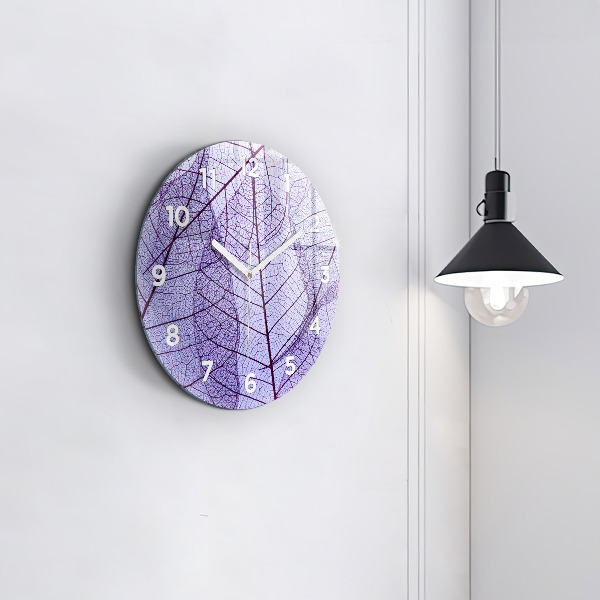 Round glass clock Leaves – nature