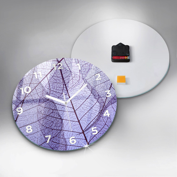 Round glass clock Leaves – nature