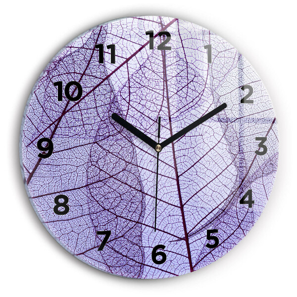 Round glass clock Leaves – nature