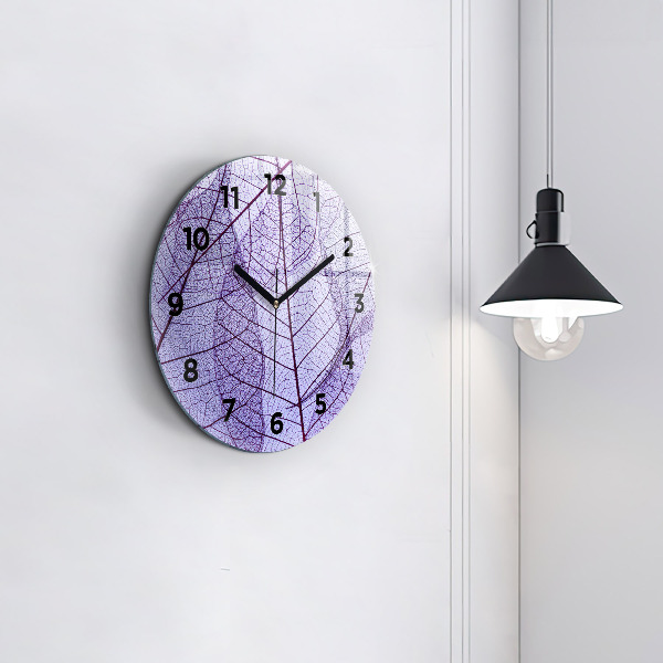 Round glass clock Leaves – nature