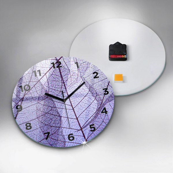 Round glass clock Leaves – nature