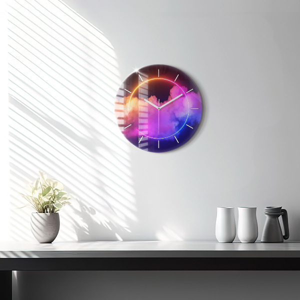 Round glass clock 3D smoke abstract