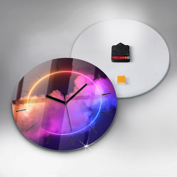 Round glass clock 3D smoke abstract
