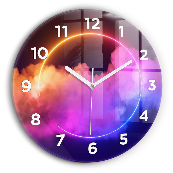 Round glass clock 3D smoke abstract