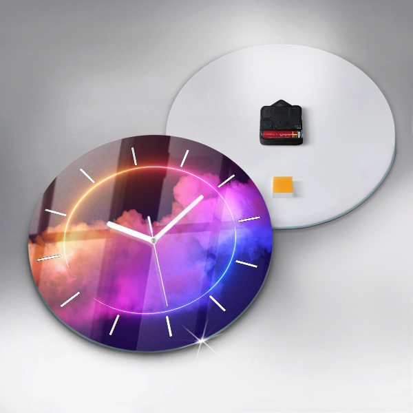 Round glass clock 3D smoke abstract